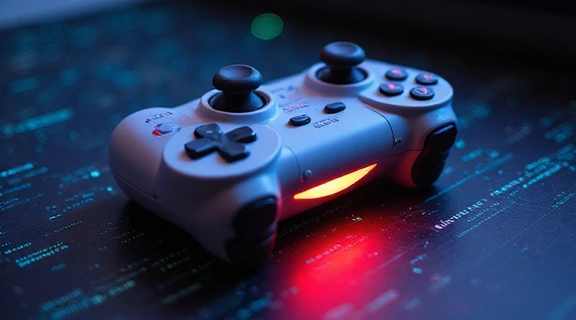 A stylized, glowing joystick with a digital background, illustrating essential gaming accessories.